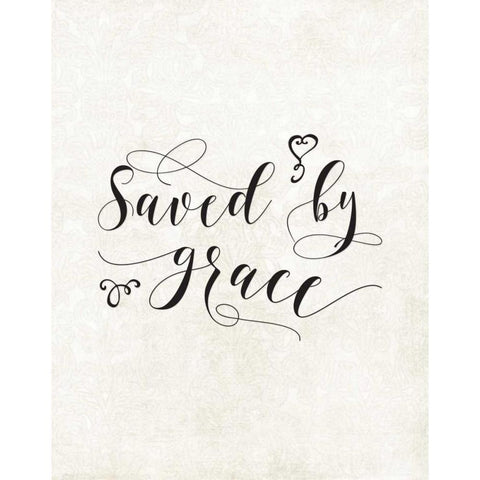 Saved by Grace White Modern Wood Framed Art Print by Moss, Tara