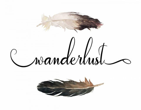 Wanderlust Feathers Black Ornate Wood Framed Art Print with Double Matting by Moss, Tara