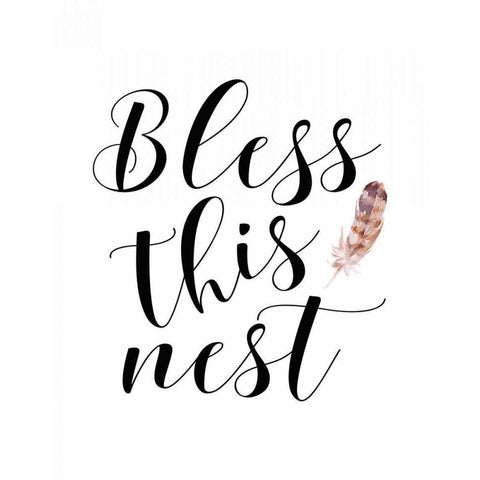 Bless this Nest White Modern Wood Framed Art Print by Moss, Tara