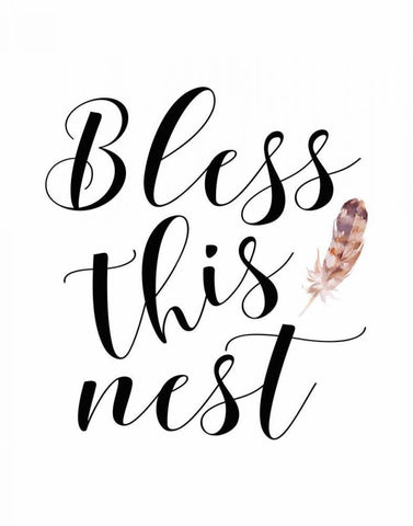 Bless this Nest White Modern Wood Framed Art Print with Double Matting by Moss, Tara