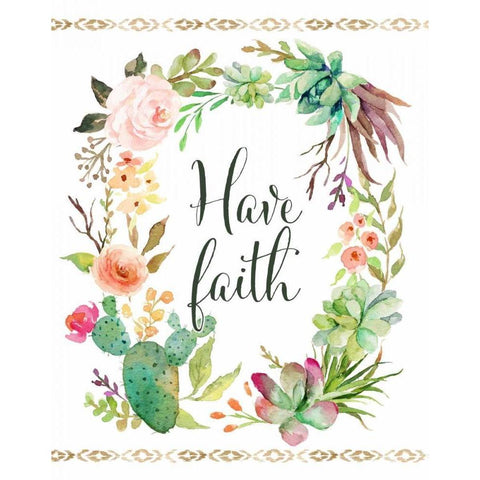 Have Faith Wreath White Modern Wood Framed Art Print by Moss, Tara