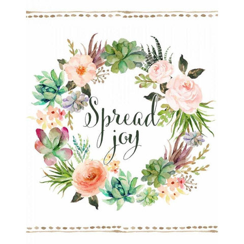 Spread Joy Wreath White Modern Wood Framed Art Print by Moss, Tara