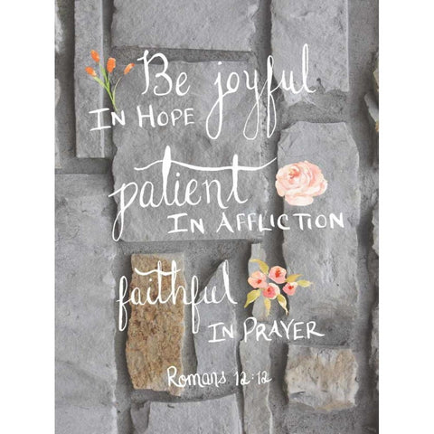 Romans 12:12 Brick II Black Modern Wood Framed Art Print with Double Matting by Moss, Tara