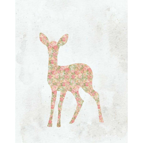 Shabby Chic Deer Black Modern Wood Framed Art Print with Double Matting by Moss, Tara