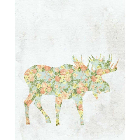 Shabby Chic Moose Gold Ornate Wood Framed Art Print with Double Matting by Moss, Tara