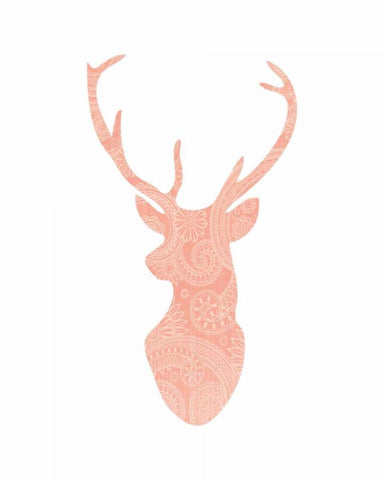 Coral Pattern Deer Head Black Ornate Wood Framed Art Print with Double Matting by Moss, Tara