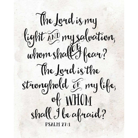 Psalm 27:1 White Modern Wood Framed Art Print by Moss, Tara