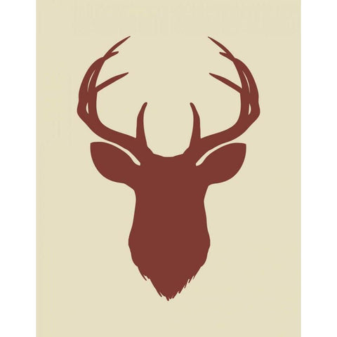 Maroon Deer Head Black Modern Wood Framed Art Print with Double Matting by Moss, Tara