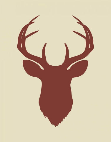 Maroon Deer Head White Modern Wood Framed Art Print with Double Matting by Moss, Tara