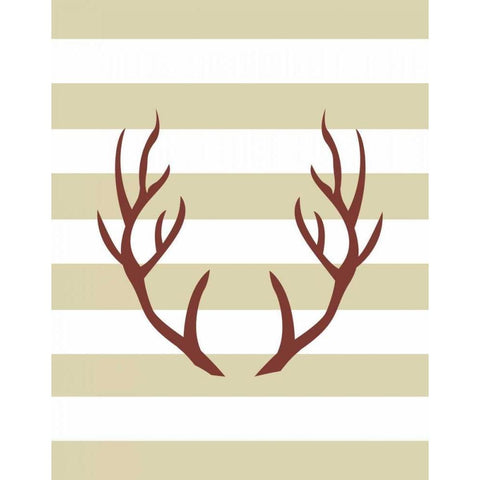 Maroon Antlers Black Modern Wood Framed Art Print with Double Matting by Moss, Tara