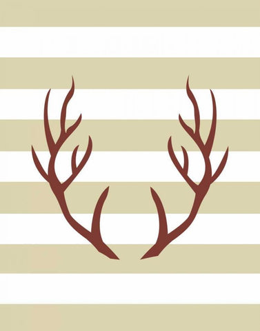 Maroon Antlers White Modern Wood Framed Art Print with Double Matting by Moss, Tara