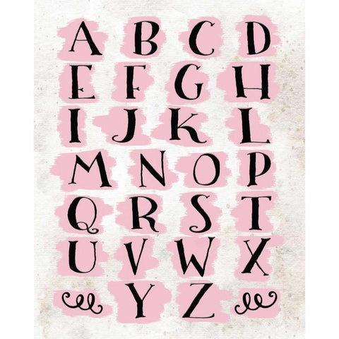 Pink Alphabet White Modern Wood Framed Art Print by Moss, Tara