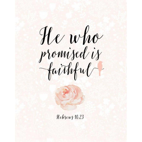 Hebrews 10:23 Floral White Modern Wood Framed Art Print by Moss, Tara