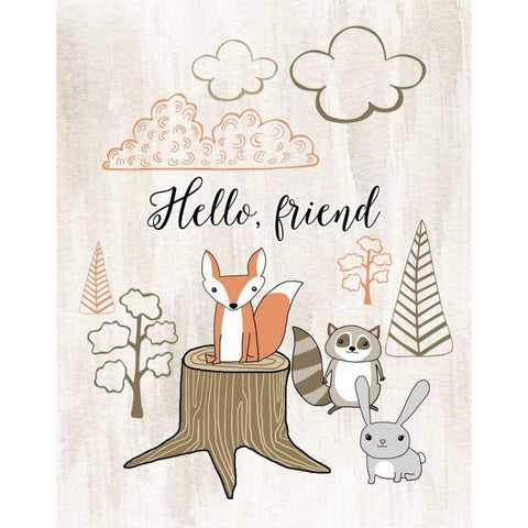 Hello Friend Black Modern Wood Framed Art Print with Double Matting by Moss, Tara