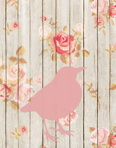 Pink Bird Floral White Modern Wood Framed Art Print with Double Matting by Moss, Tara