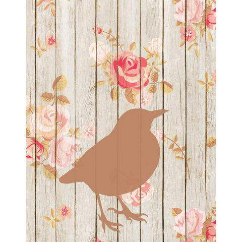 Brown Bird Floral Gold Ornate Wood Framed Art Print with Double Matting by Moss, Tara