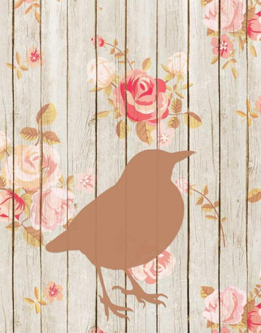 Brown Bird Floral White Modern Wood Framed Art Print with Double Matting by Moss, Tara