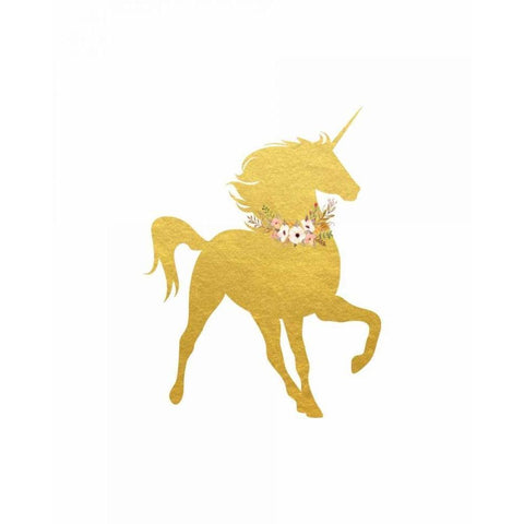 Gold Unicorn White Modern Wood Framed Art Print by Moss, Tara