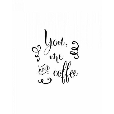 You, Me and Coffee White Modern Wood Framed Art Print by Moss, Tara