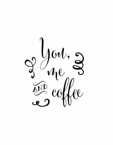 You, Me and Coffee White Modern Wood Framed Art Print with Double Matting by Moss, Tara