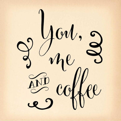 You, Me and Coffee II White Modern Wood Framed Art Print with Double Matting by Moss, Tara