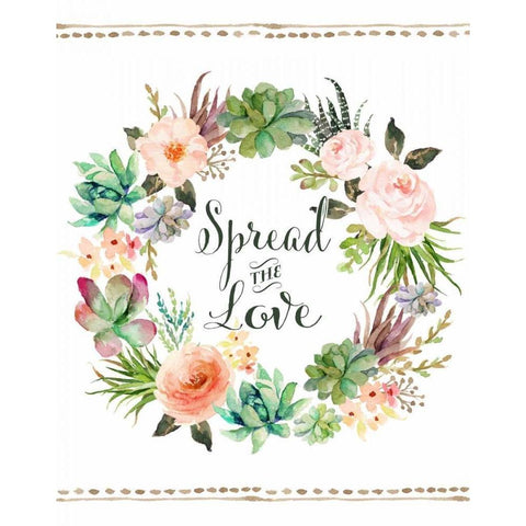 Spread the Love Wreath White Modern Wood Framed Art Print by Moss, Tara