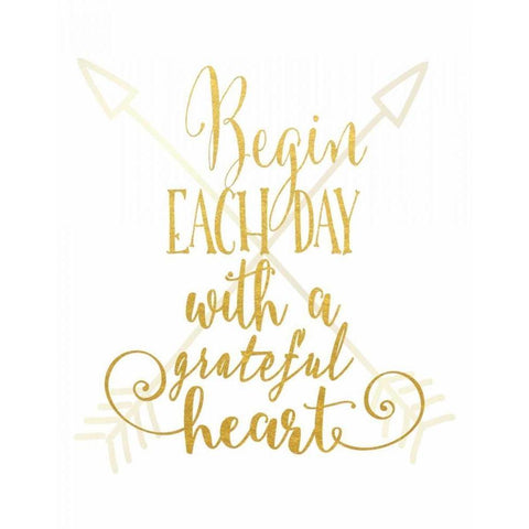 Grateful Heart Arrows Gold White Modern Wood Framed Art Print by Moss, Tara