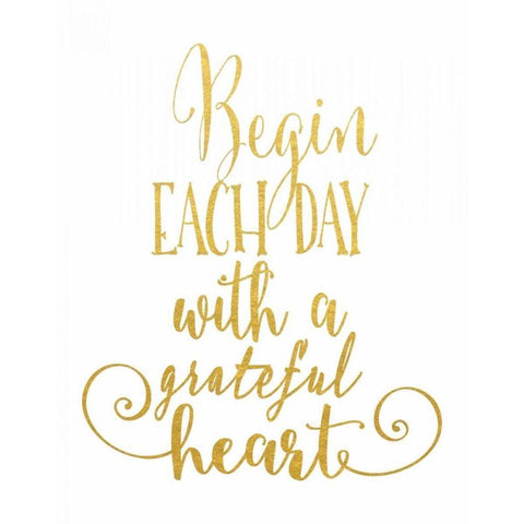 Grateful Heart Gold Gold Ornate Wood Framed Art Print with Double Matting by Moss, Tara