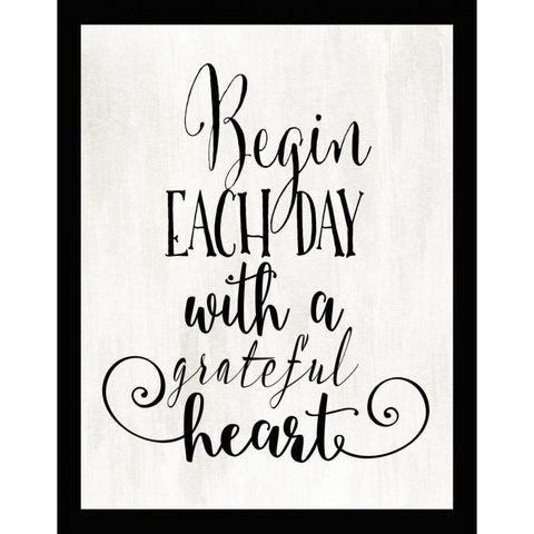 Grateful Heart Cream and Black White Modern Wood Framed Art Print by Moss, Tara