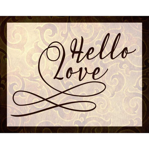 Hello Love Gold and Black Black Modern Wood Framed Art Print with Double Matting by Moss, Tara