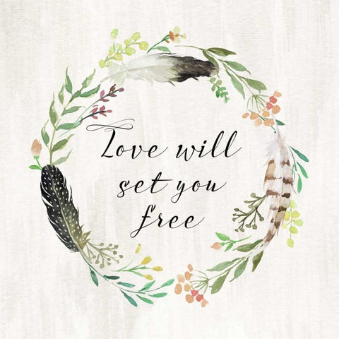 Love Will Set You Free White Modern Wood Framed Art Print by Moss, Tara