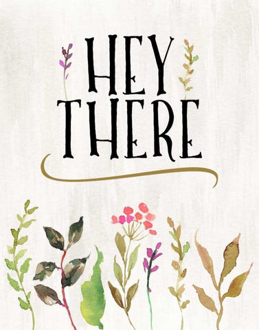 Hey There White Modern Wood Framed Art Print with Double Matting by Moss, Tara