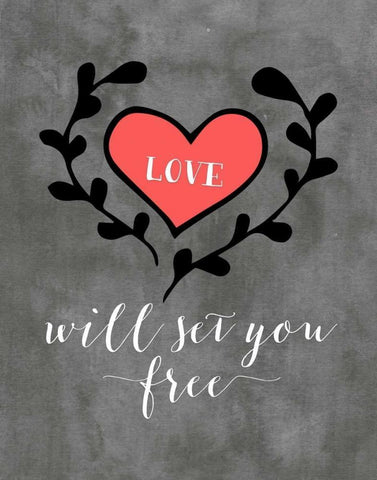 Love Will Set You Free White Modern Wood Framed Art Print with Double Matting by Moss, Tara