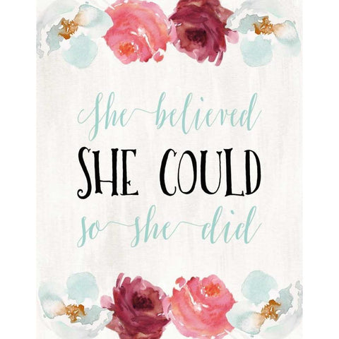 She Believed White Modern Wood Framed Art Print by Moss, Tara