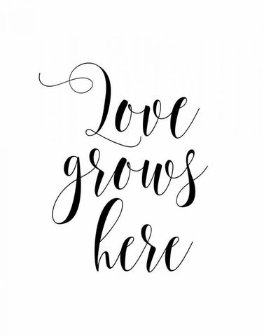 Love Grows Here White Modern Wood Framed Art Print with Double Matting by Moss, Tara