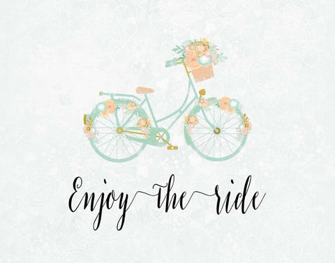 Enjoy the Ride White Modern Wood Framed Art Print with Double Matting by Moss, Tara