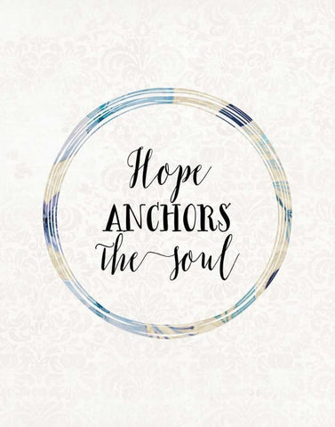 Hope Anchors the Soul Black Ornate Wood Framed Art Print with Double Matting by Moss, Tara