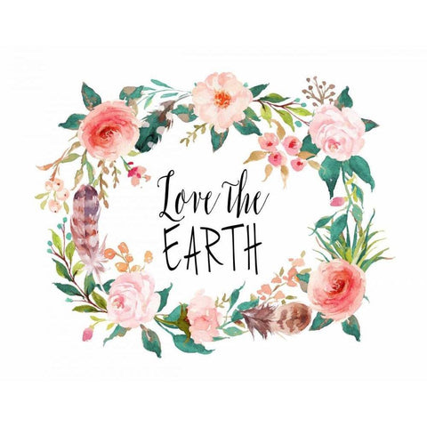 Love the Earth White Modern Wood Framed Art Print by Moss, Tara