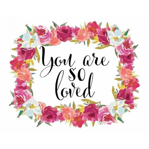 You Are So Loved Wreath White Modern Wood Framed Art Print by Moss, Tara