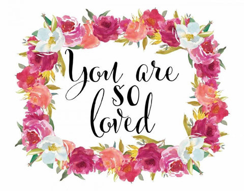 You Are So Loved Wreath White Modern Wood Framed Art Print with Double Matting by Moss, Tara