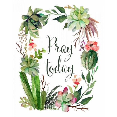 Pray Today Wreath Black Modern Wood Framed Art Print with Double Matting by Moss, Tara