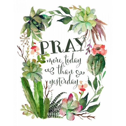 Pray More Today Black Modern Wood Framed Art Print by Moss, Tara