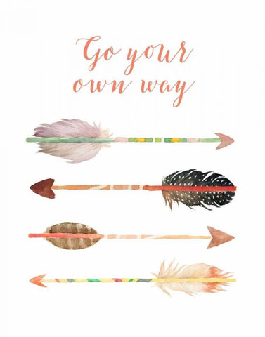 Go Your Own Way Arrows Black Ornate Wood Framed Art Print with Double Matting by Moss, Tara