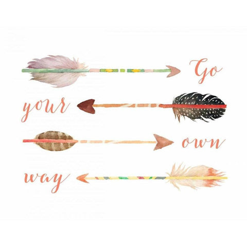 Arrows Go Your Own Way White Modern Wood Framed Art Print by Moss, Tara