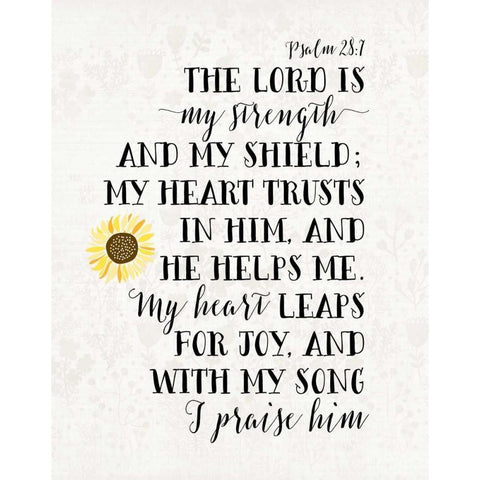 Psalm 28-7 Black Modern Wood Framed Art Print with Double Matting by Moss, Tara