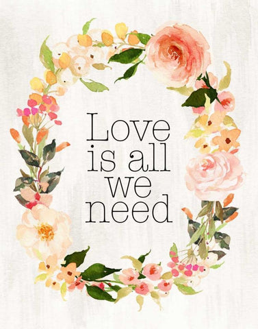 Loves is All We Need Black Ornate Wood Framed Art Print with Double Matting by Moss, Tara