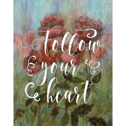 Follow Your Heart Black Modern Wood Framed Art Print with Double Matting by Moss, Tara