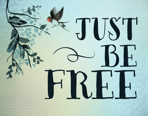 Just Be Free Black Ornate Wood Framed Art Print with Double Matting by Moss, Tara