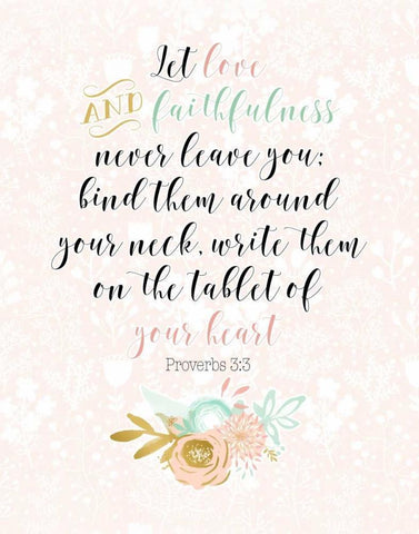 Proverbs 3-3 Black Ornate Wood Framed Art Print with Double Matting by Moss, Tara