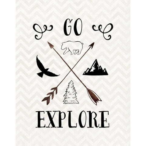 Go Explore White Modern Wood Framed Art Print by Moss, Tara